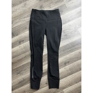 Lululemon Black Leggings Women's Size 4 Mesh‎ Cutouts 0438